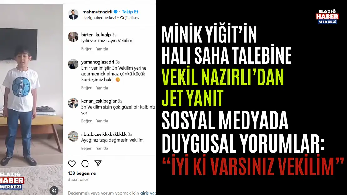 Minik Yiğit'in  Halı Saha Talebine Vekil Nazırlı Duyarsız Kalmadı