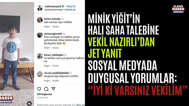 Minik Yiğit'in  Halı Saha Talebine Vekil Nazırlı Duyarsız Kalmadı