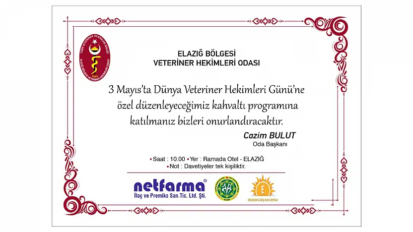 Elazığ'da Veteriner Hekimler Günü'ne Özel Kahvaltı Programı Düzenlenecek